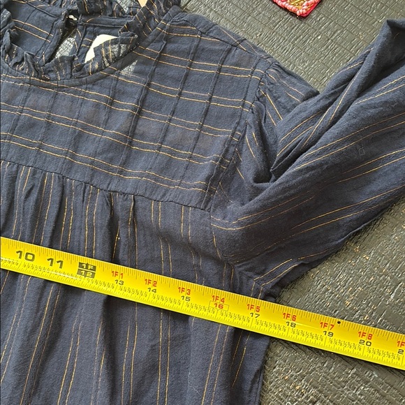 Maeve x Anthropologie Reston Blouse Dark Navy Blue with metallic details size XS - Picture 10 of 13
